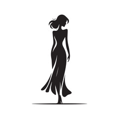 Graceful Poses: Women Standing Silhouettes in Minimalistic Vector Art, Black and White Images Capturing Timeless Beauty for Diverse Stock Imagery.