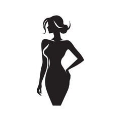 Timeless Silhouettes: Women Standing in Minimalistic Vector Art, Black and White Images Conveying Poise, Strength, and Elegance for Stock Imagery