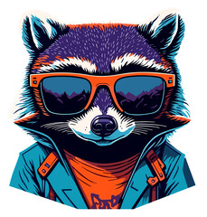 Retro Raccoon with cool sunglasses