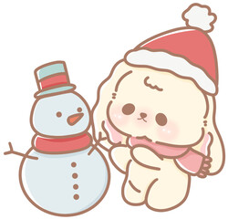 Kawaii Bunny Christmas Collection hand drawn illustration