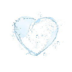 Splash of fresh water in shape of heart isolated on white