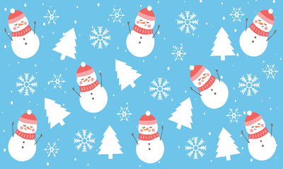 Christmas pattern seamless. Snowman, snowflake on background template vector EPS10