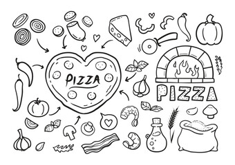 Italian pizza doodles, delicious pizza doodle pizza ingredients