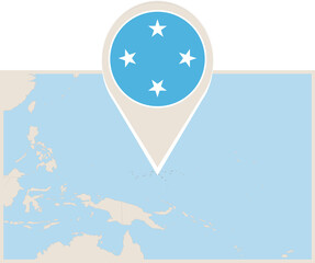 Map and flag of Micronesia