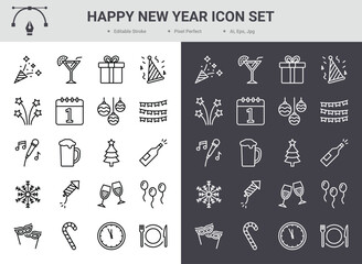 Happy New Year Editable icon set