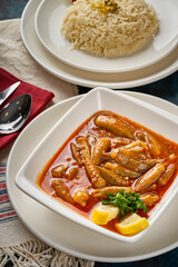Okra dish cooked with meat and rice