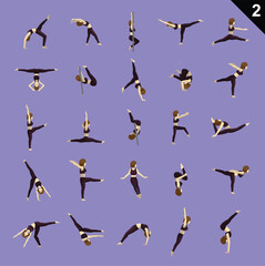 Gymnastic Poses Woman Cartoon Vector Illustration Set 2