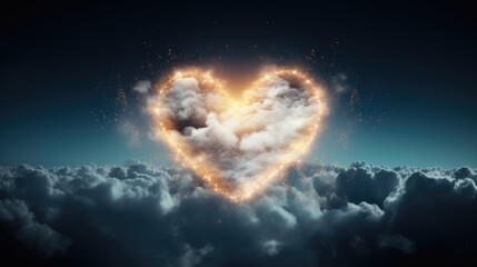 "Celestial love! Heart-shaped cloud isolated on black, a symbol of atmospheric romance. Invest in stocks capturing the essence of ethereal love in nature. Sell the romance, sell the stocks