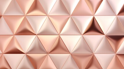 Dynamic Pattern of rose gold Triangles. Futuristic Wallpaper