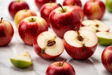 Assorted Fresh Juicy Delicious Red Apples on White Background