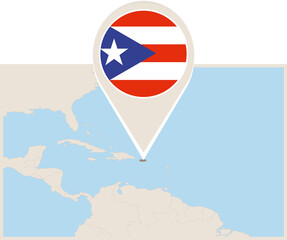Map and flag of Puerto Rico