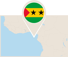 Map and flag of Sao Tome and Principe