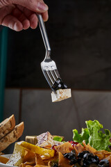 Close-up tuna salad with leafy greens