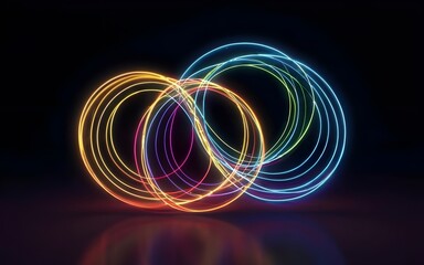 3d render. Abstract neon background.  Lines, shapes light ai generative