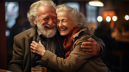 Obraz premium Candid photo of an elderly man is very happy, he won a Prize in the lottery 