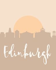 City poster of Edinburgh with building silhouettes at sunset