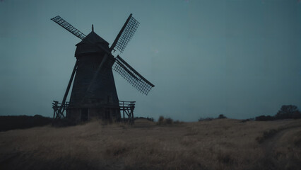 Obraz premium windmill at sunset