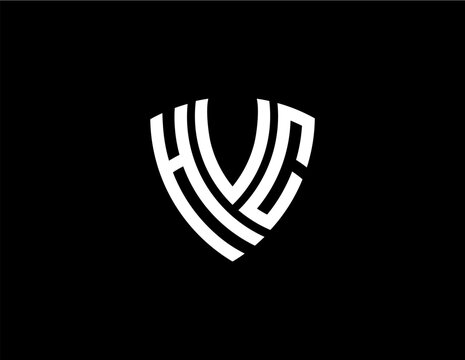 HVC creative letter shield logo design vector icon illustration