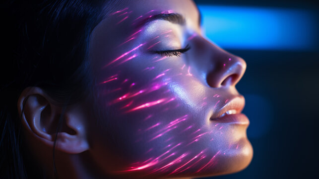 face with light streaks 