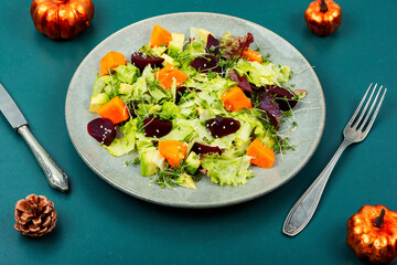 Pumpkin salad with beetroot