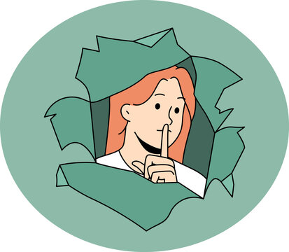 recommend clip art: Woman keep finger at lips ask silence