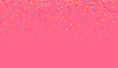 Colorful sprinkles banner background, colorful falling decorative sprinkles background