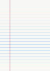 Notebook paper background. Lined notebook paper