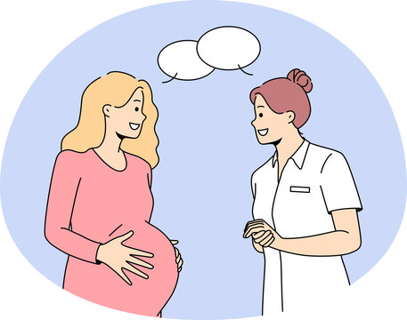 pregnant woman talking with doctor clip art preview