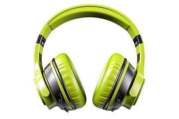 green headphones isolated on PNG Background. Generative Ai.