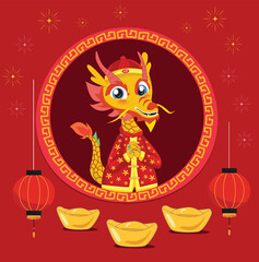 happy chinese new year 2024, year of the dragon, 
happy new year illustration for posters, cards, calendars, signs, 
banners, websites, public relations and other designs