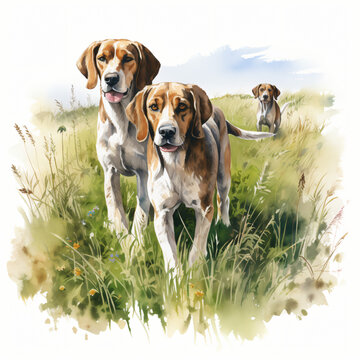 Meadow Hounds Clipart isolated on white background
