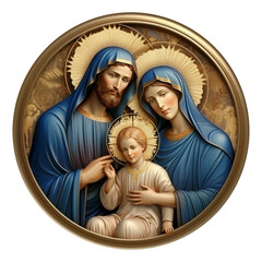 The Holy Family: Mary, Jesus, and Giuse, with iconic motifs. © Duka Mer