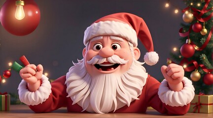 Santa Clause 3D Illustration. Santa Celebrating Christmas. Generated By AI