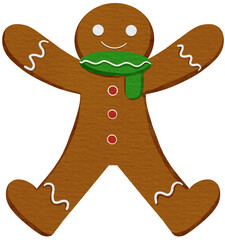 Christmas cookie watercolor style and Clear Background element