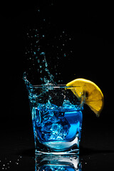 isolated blue drink in glass