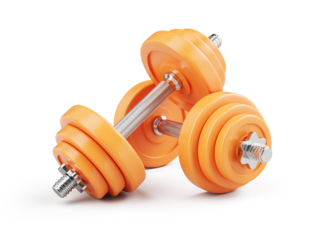 Pair of gym dumbbells isolated on white background