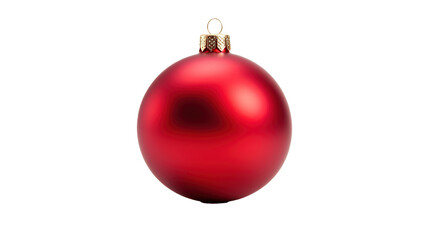 Red Christmas ball decoration isolated on transparent background, image with background removed, created with Generative Ai technology.