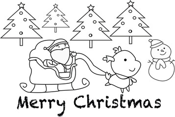 merry christmas and happy new year card liner drawing