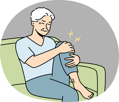 man holding knee, pain, sitting on sofa clip art preview