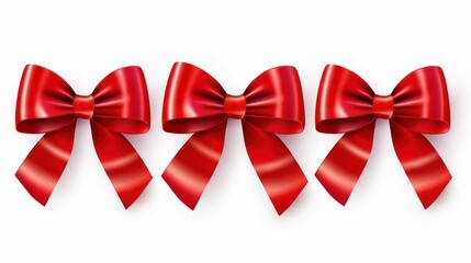 set of red bows and a white background