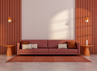 3d rendering wall mockup on living room with Memphis style