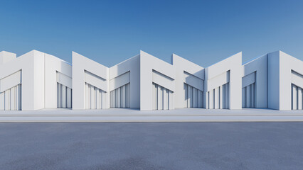 3D render of modern architectural abstract wall with empty concrete floor, car presentation background.