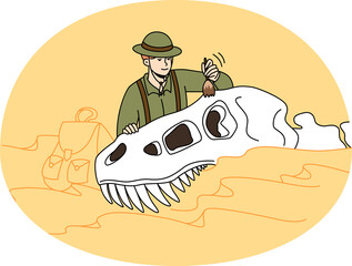 Paleontologist working with dinosaur fossils © Dzianis Vasilyeu