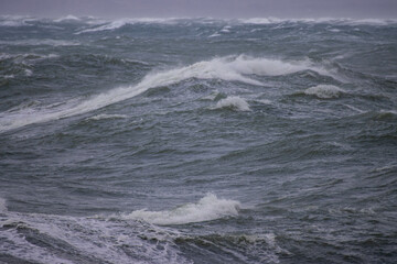 Sea and waves in Brittany after a storm on the Atlantic 