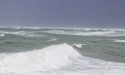 Sea and waves in Brittany after a storm on the Atlantic 