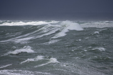 Sea and waves in Brittany after a storm on the Atlantic 