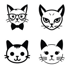 Cats3 Flat Icon Set Isolated On White Background