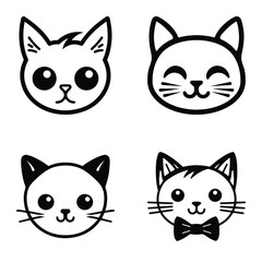 Cats3 Flat Icon Set Isolated On White Background