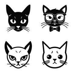 Cats3 Flat Icon Set Isolated On White Background