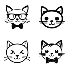 Cats3 Flat Icon Set Isolated On White Background